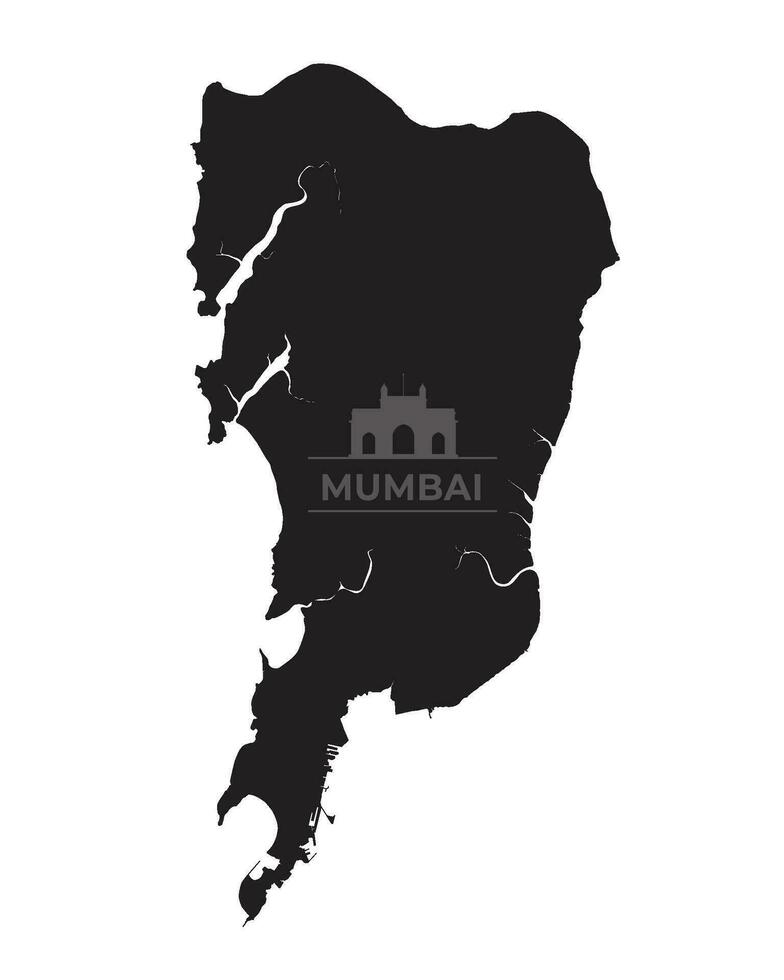 mumbai carta geografica silhouette su bianca sfondo vettore