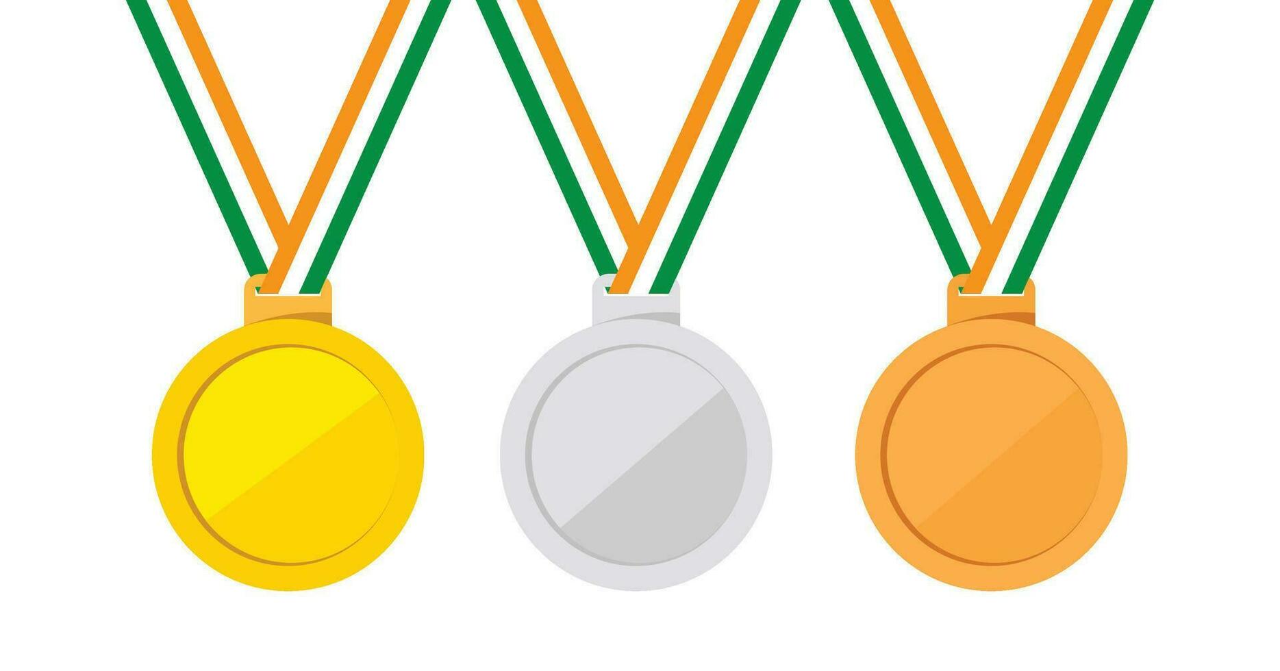 medaglie icone di oro argento e bronzo, classifica premi medaglie vettore illustrazione