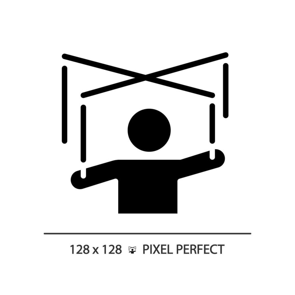 2d pixel Perfetto glifo stile manipolazione icona, isolato vettore, silhouette illustrazione che rappresentano psicologia. vettore
