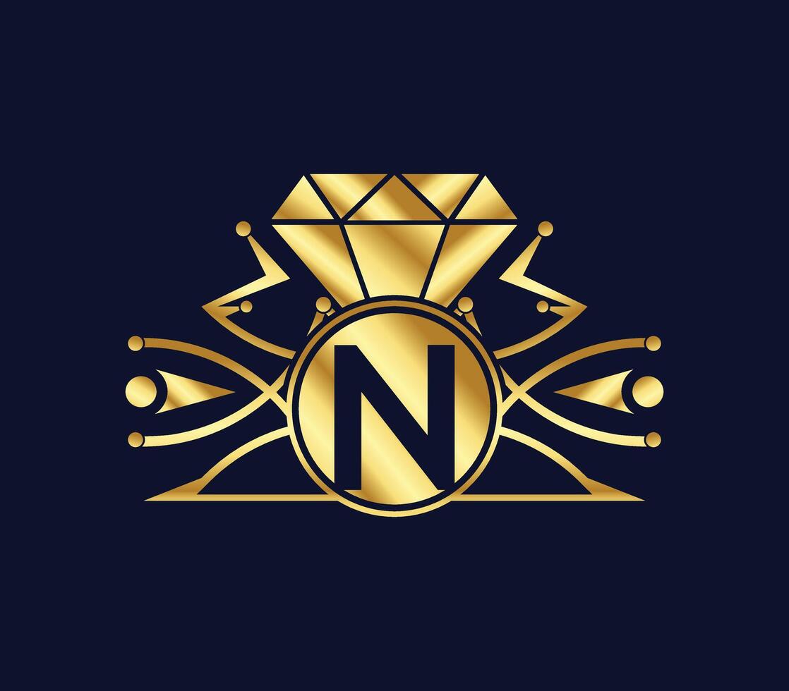 n lettera diamante lusso con d'oro colore azienda logo design vettore