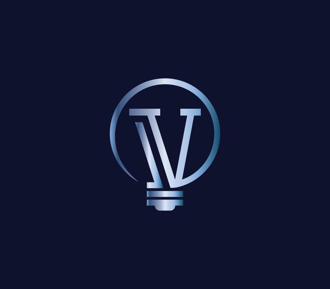 creativo v lettera lampadina energia energia moderno logo design azienda concetto vettore