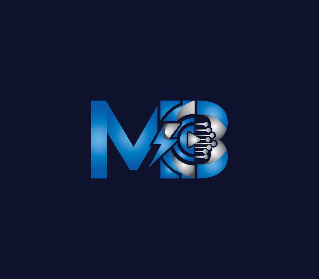 tuono energia mb lettera blu colore logo design azienda concetto vettore