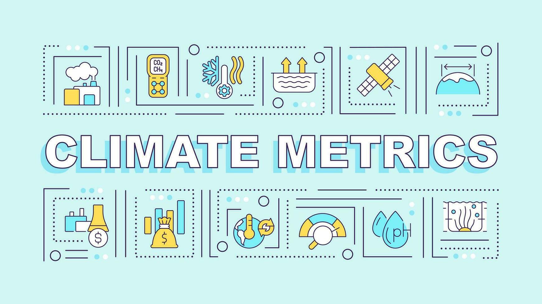 clima metrica testo con vario magro linea icone concetto su blu monocromatico sfondo, modificabile 2d vettore illustrazione.