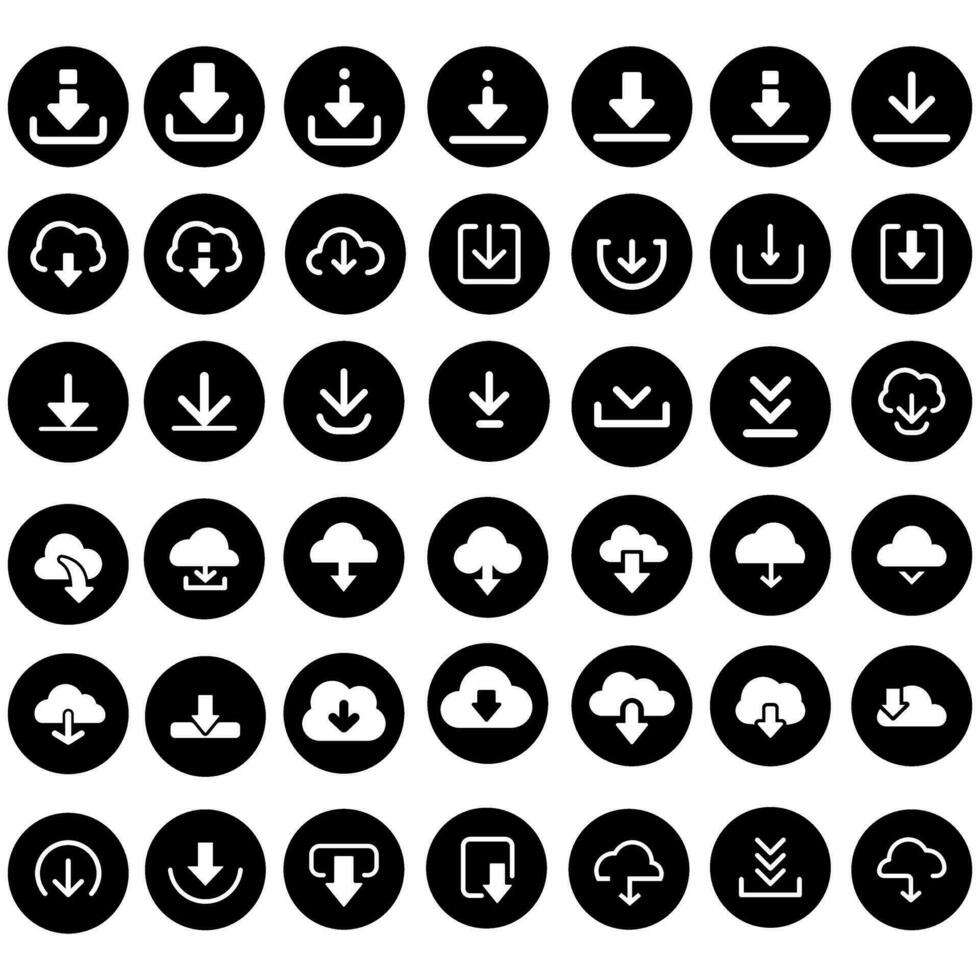 Scarica icona vettore impostare. caricare pulsante illustrazione collezione. caricare simbolo o logo.