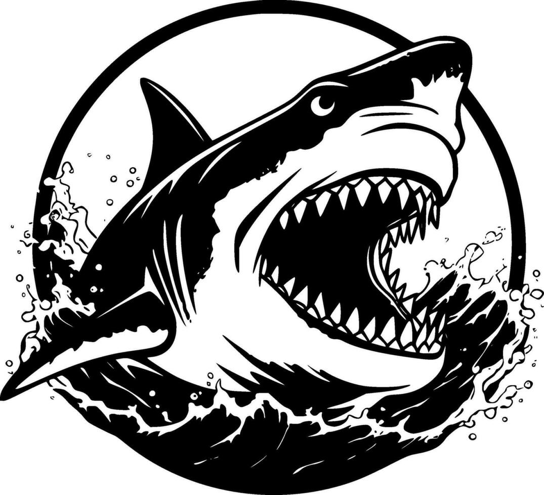 squalo - nero e bianca isolato icona - vettore illustrazione
