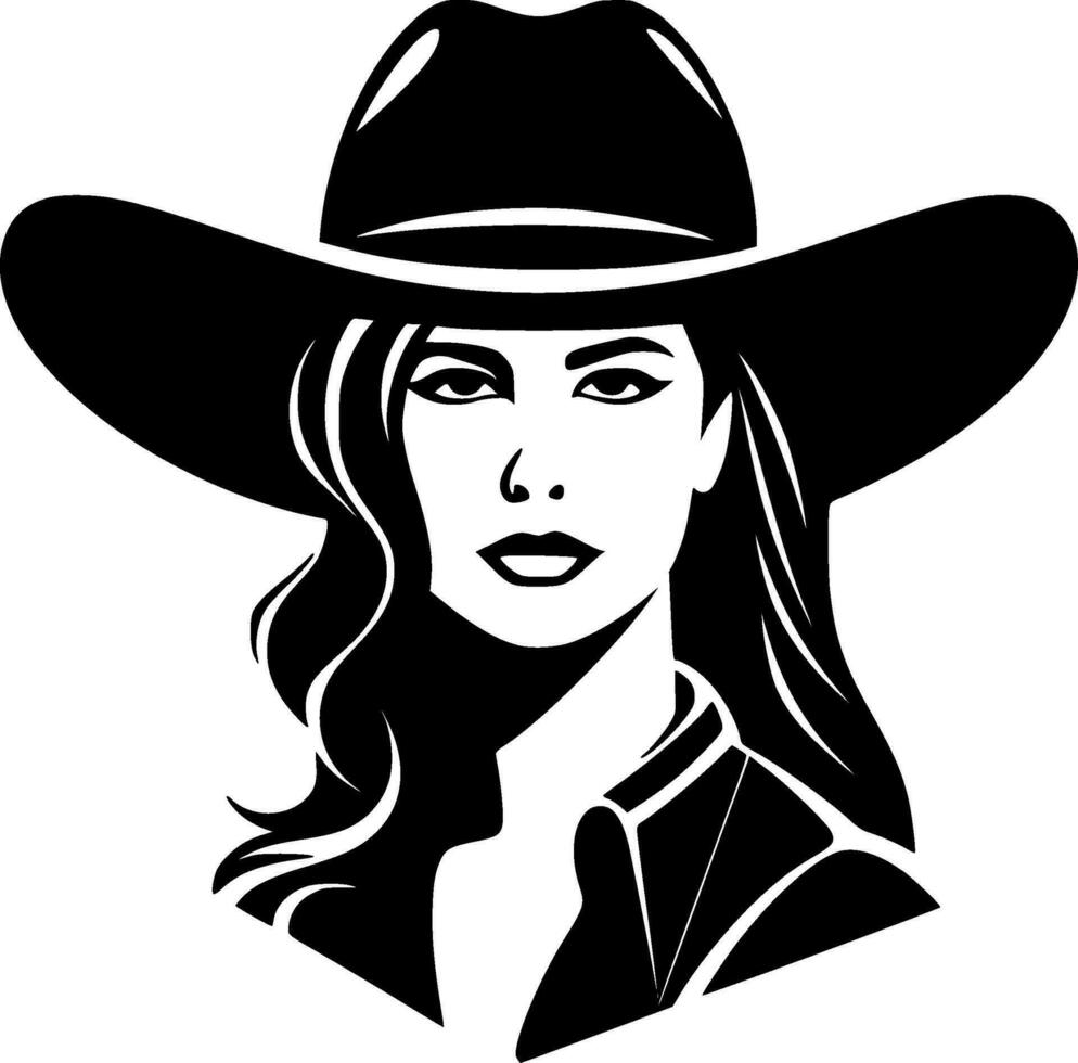 cowgirl, nero e bianca vettore illustrazione