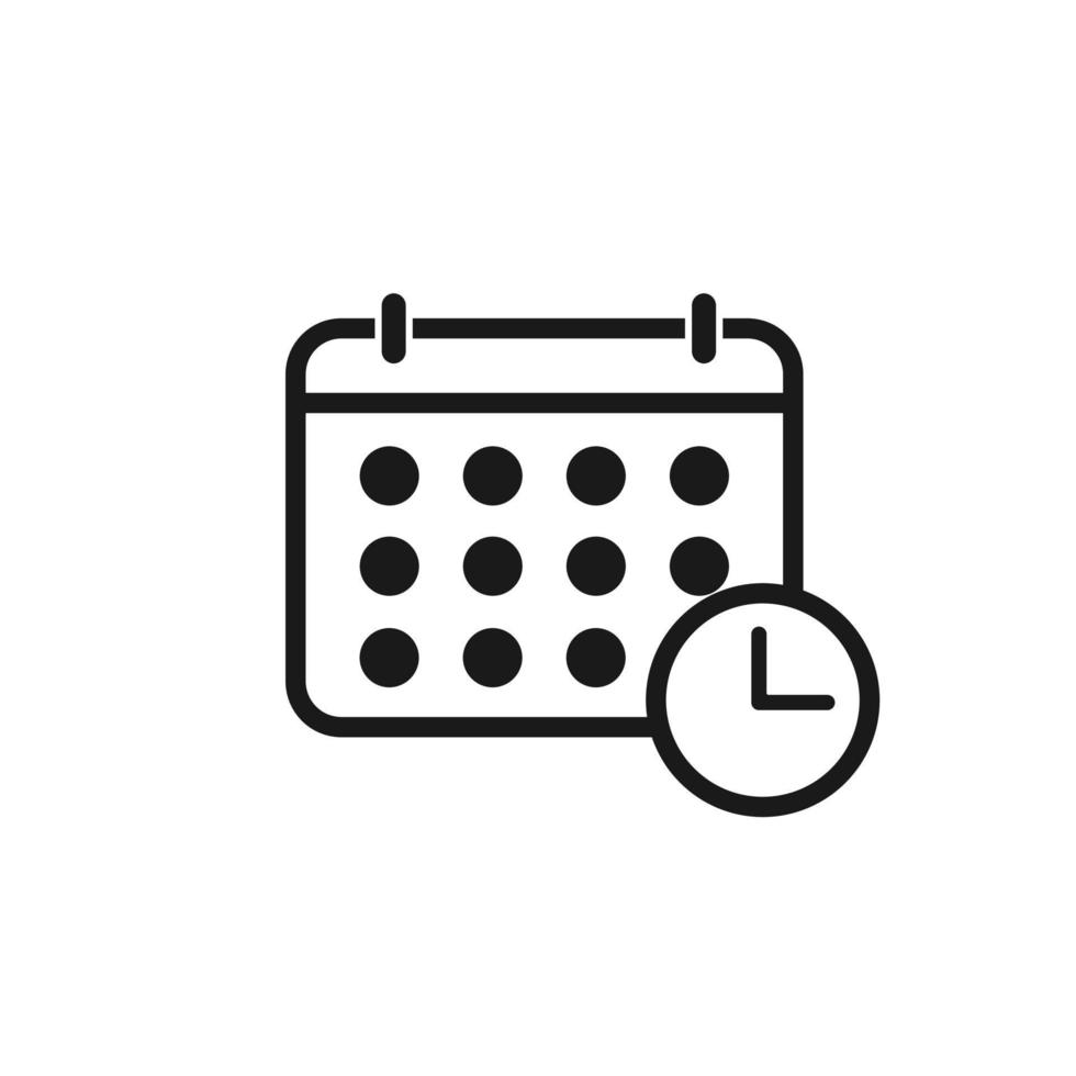 icona del calendario e dell'orologio. programma, appuntamento, concetto di data importante. vettore