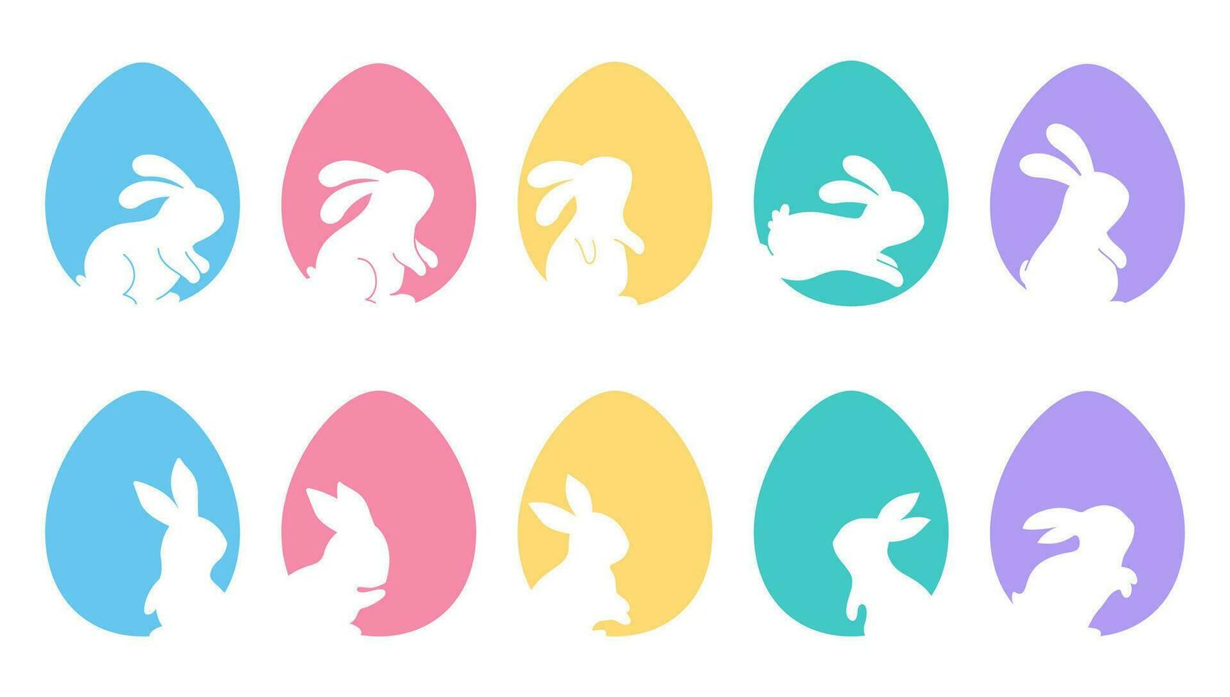 coniglio silhouette su Pasqua uovo sfondo saluto carta decorativo elementi vettore