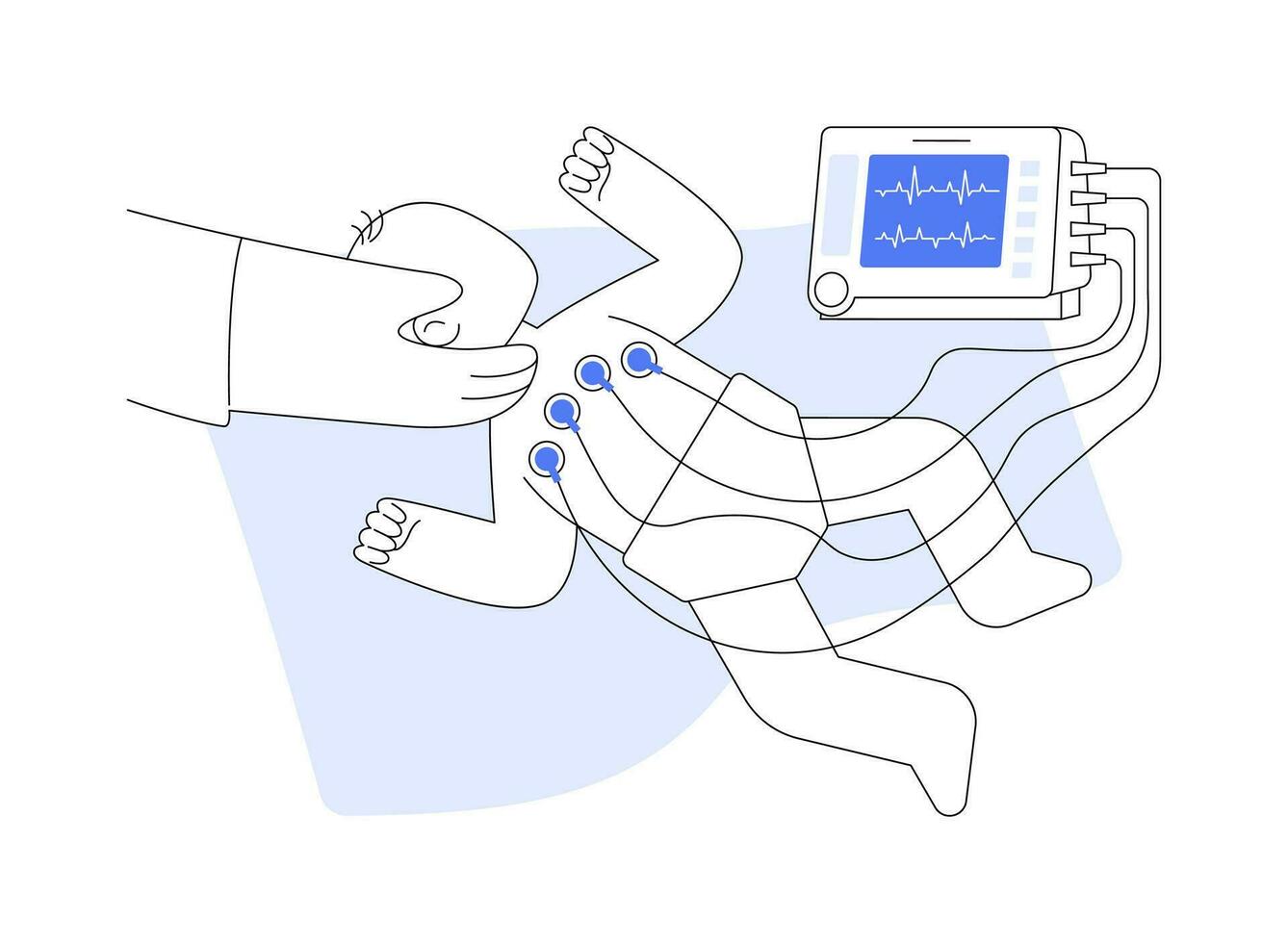 ecg analisi per bambini astratto concetto vettore illustrazione.