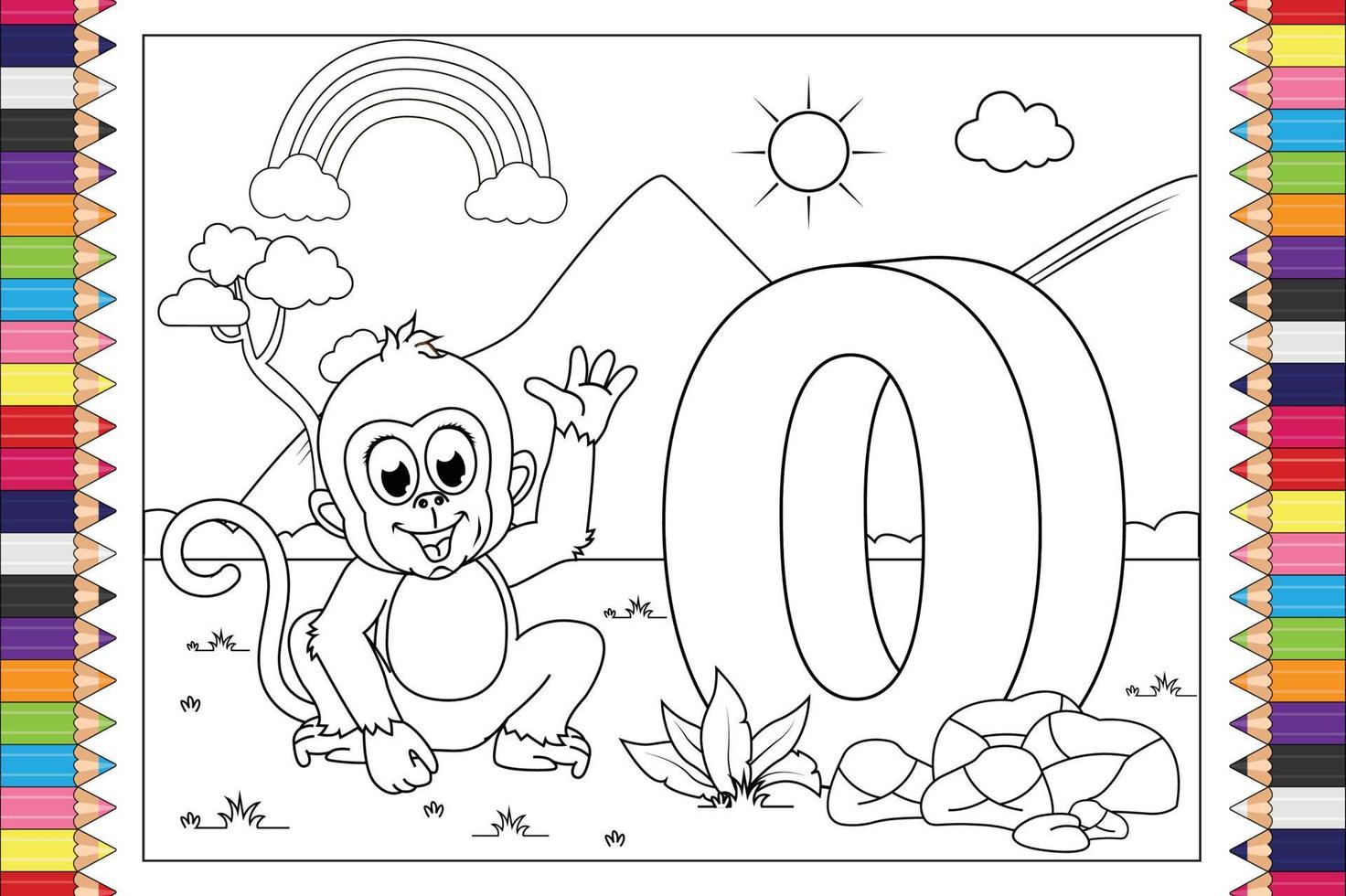 cartone animato animale da colorare con numero per bambini vettore