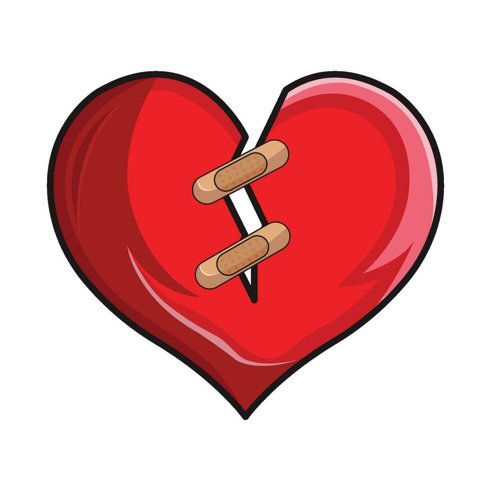 illustrazione di cuore con bendare vettore