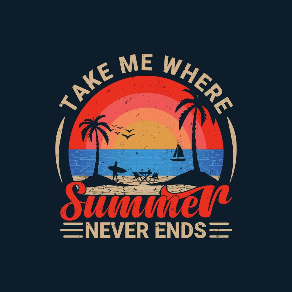 estate tempo retrò Vintage ▾ estate maglietta design. vettore