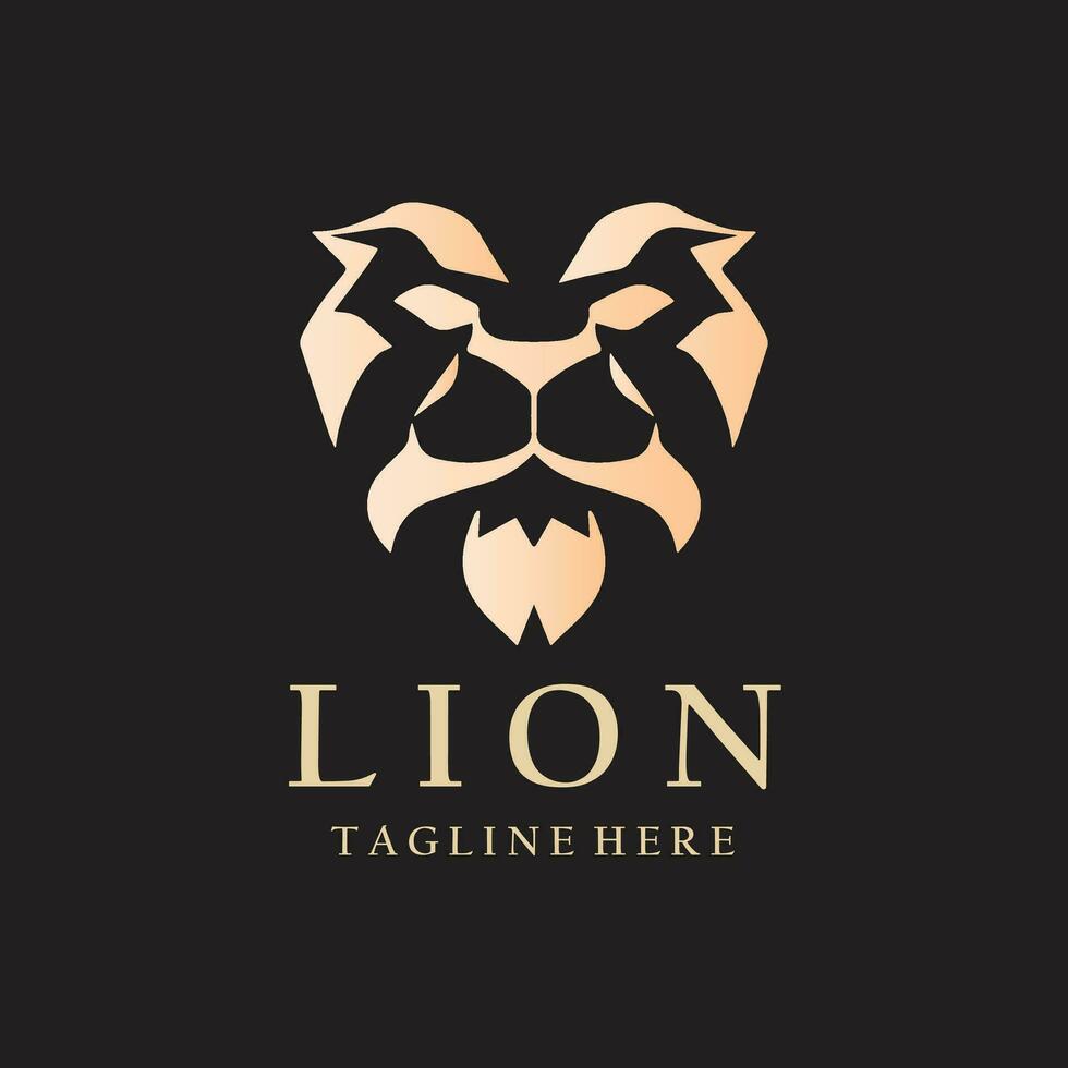 Leone testa logo design vettore modello.