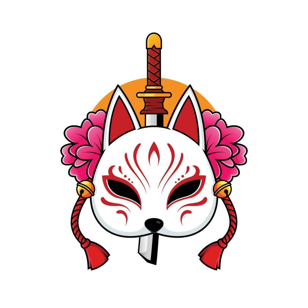 giapponese kitsune Volpe maschera premio vettore