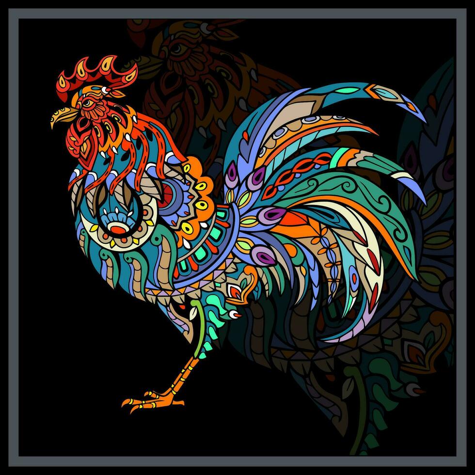 colorato pollo Gallo mandala arti. vettore