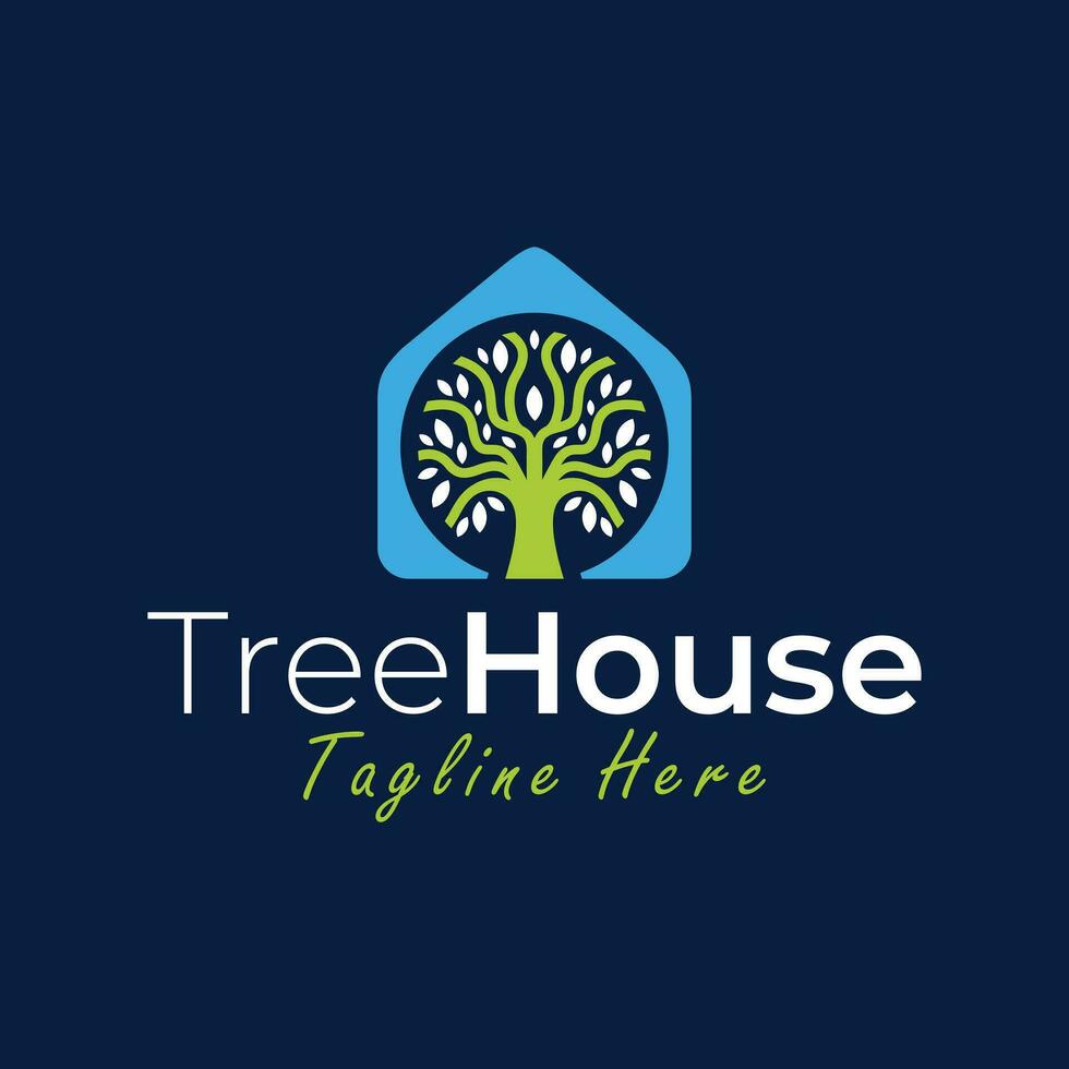 logo vettoriale casa sull'albero