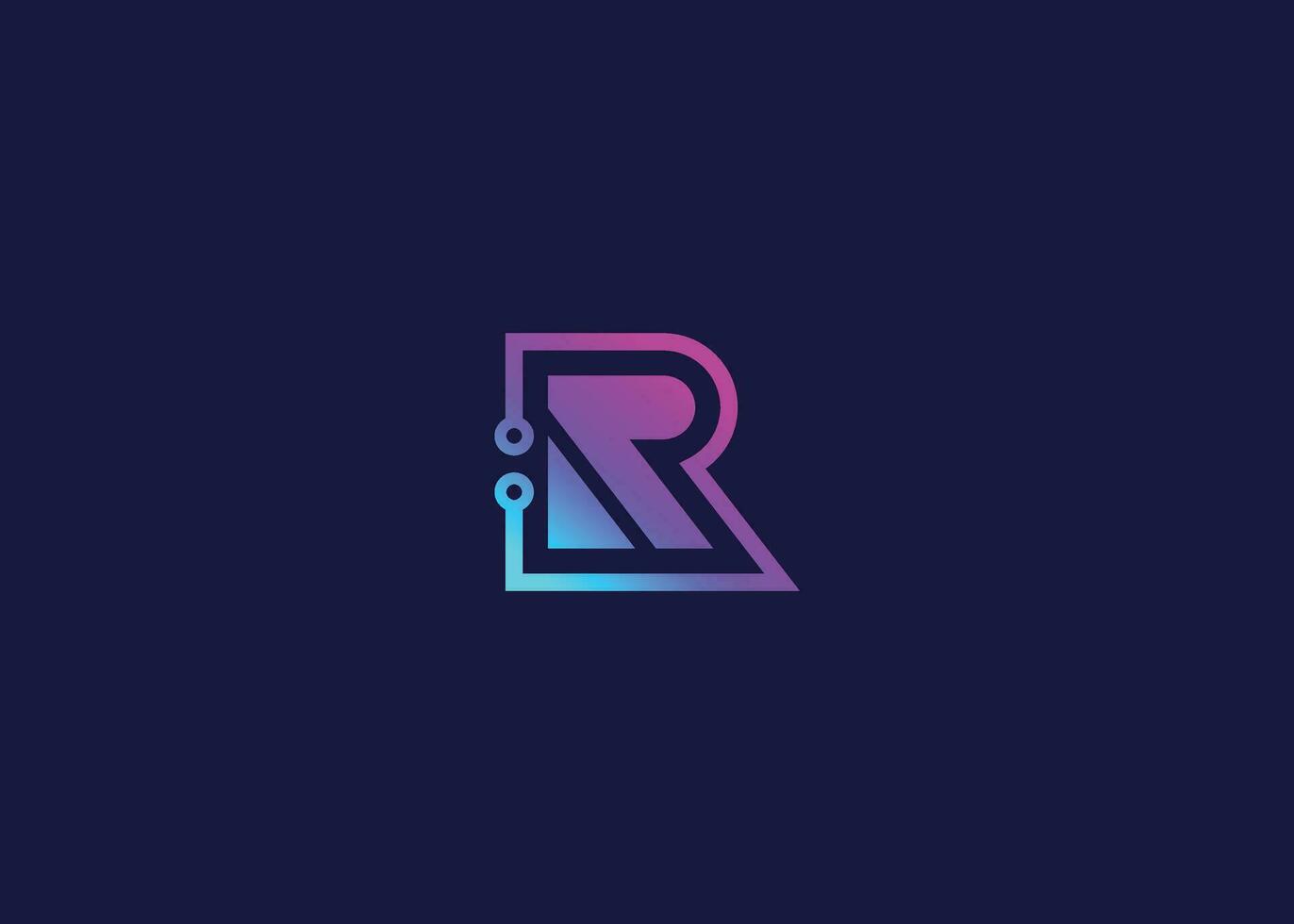 lettera r tecnologia vettore monogramma logo design modello. lettera r molecola, scienza e bio tecnologia vettore logo
