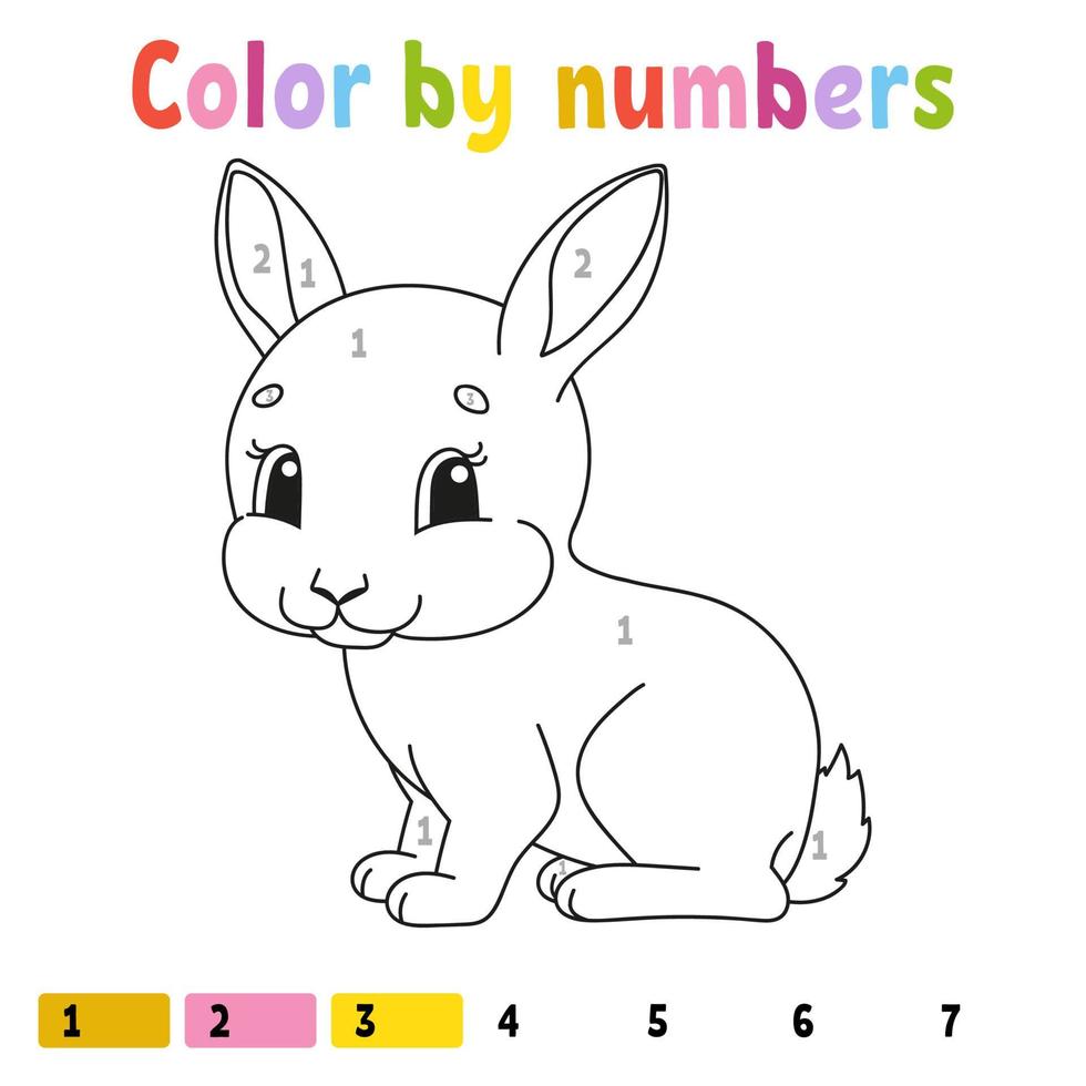 colore con i numeri. libro da colorare per bambini. carattere allegro. illustrazione vettoriale. stile cartone animato carino. disegnato a mano. pagina di fantasia per bambini. isolato su sfondo bianco. vettore