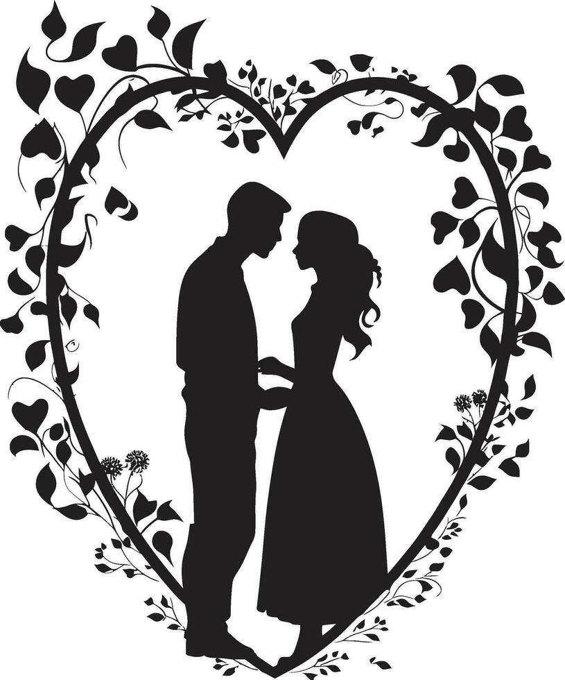 elegante abbellimenti sposa e sposo decorativo telaio amato momenti ornato sposa e sposo telaio vettore