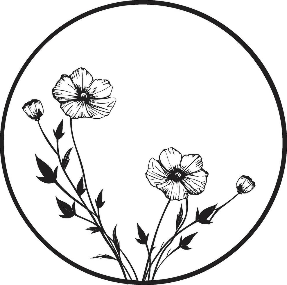 grazioso minimalista fioriture elegante nero vettore icona astratto fatto a mano florals minimalista nero emblema