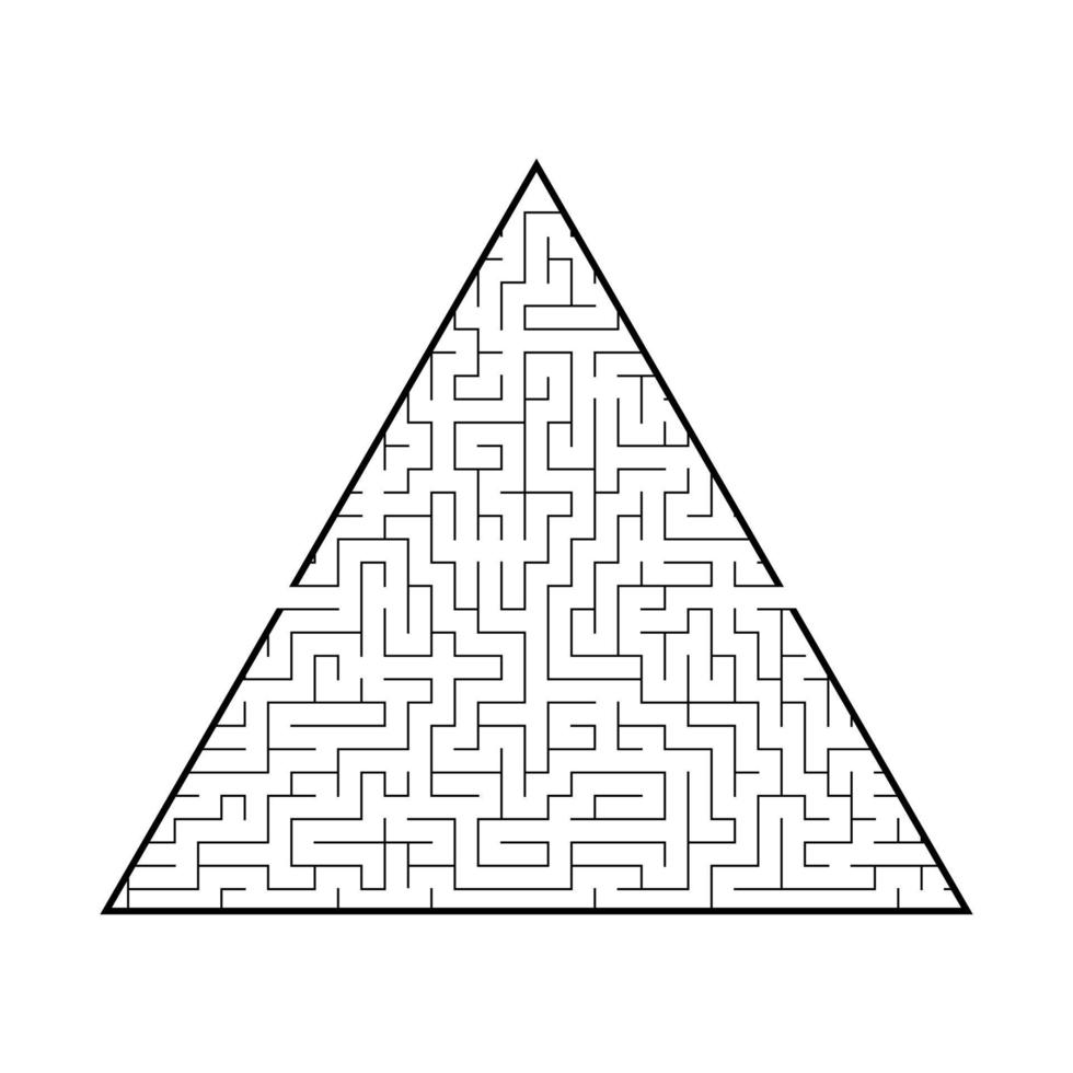 complicato grande labirinto triangolare. gioco per bambini e adulti. puzzle per bambini. enigma del labirinto. illustrazione vettoriale piatto isolato su sfondo bianco.