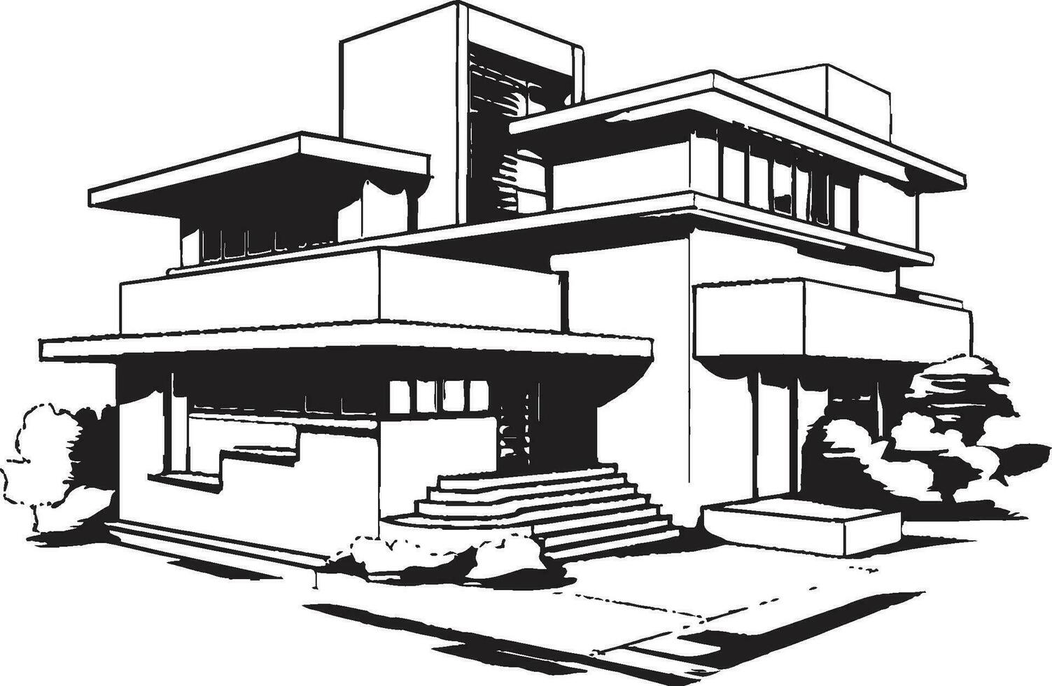simmetria planimetria duplex Casa design nel vettore logo concetto Doppio vivente visione schizzo idea per duplex Casa icona