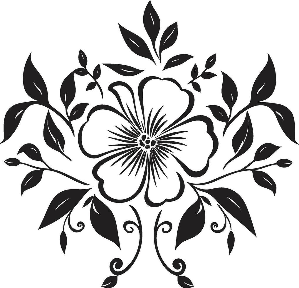Vintage ▾ noir fioritura ritratti mano disegnato floreale arte noir fiorire abilità artistica noir emblema schizzi vettore