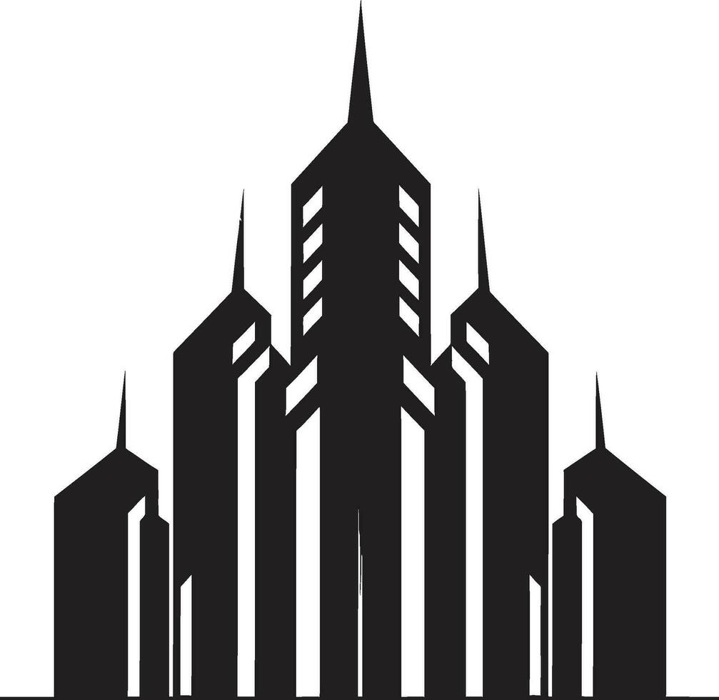 cityline Torre silhouette multipiano edificio nel vettore logo metropolitano altezza schizzo paesaggio urbano multipiano vettore icona