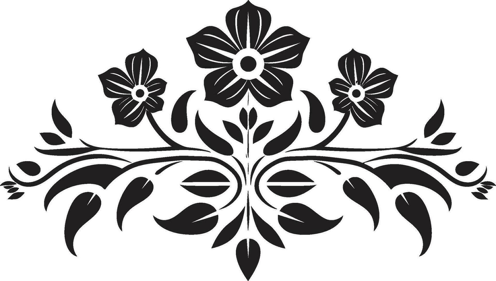 floreale mosaico sinfonia nero icona design astratto giardino piastrelle geometrico floreale icona vettore