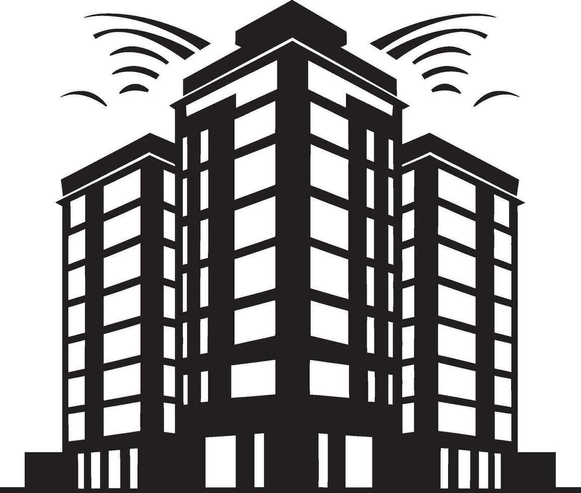 centro skylinescape multipiano città edificio vettore emblema metropoli elevazione multipiano paesaggio urbano icona nel vettore logo