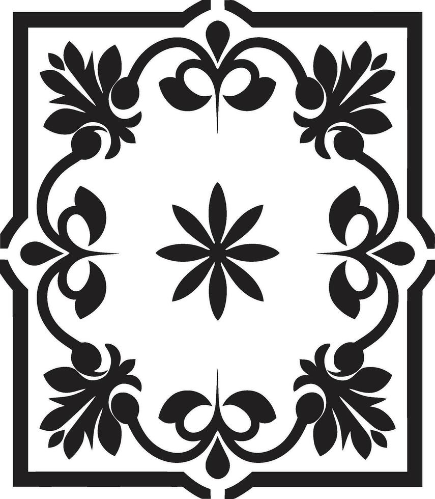 strutturato florals nero piastrella logo design floreale mosaico geometrico emblema icona vettore