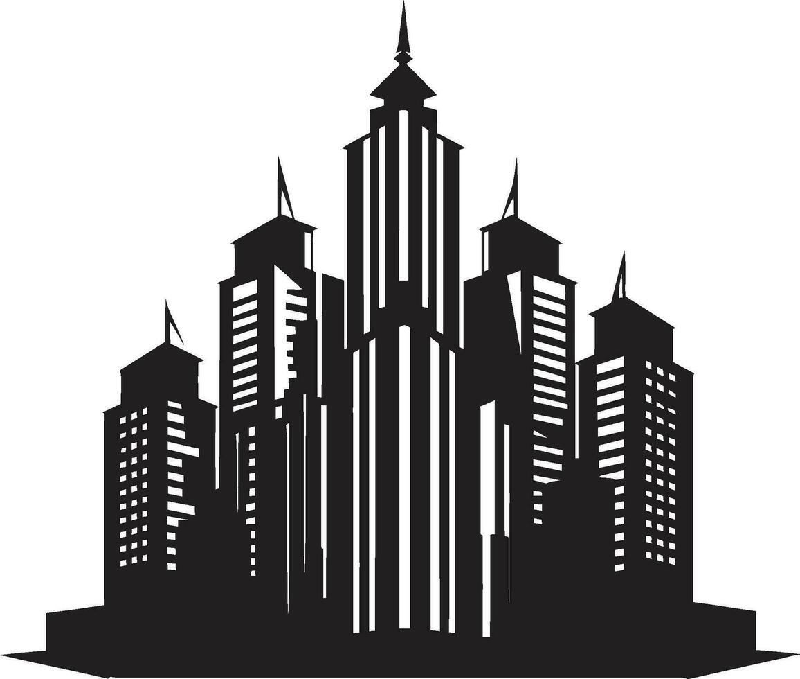 cityline Torre impressione multipiano paesaggio urbano vettore logo orizzonte multipiano planimetria urbano edificio nel vettore icona design