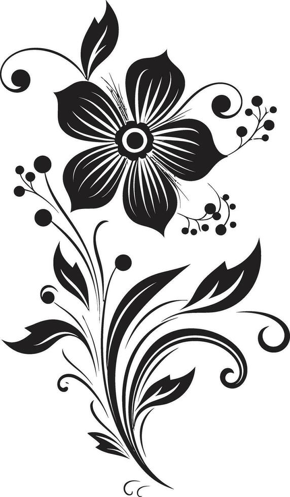 squisito fatto a mano fioriture vettore logo design fluente botanico sagome nero logo icona