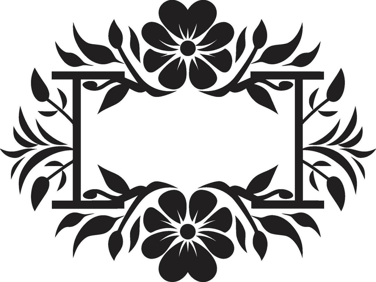 mosaico petali geometrico floreale piastrella icona intricato modelli nero vettore logo con florals