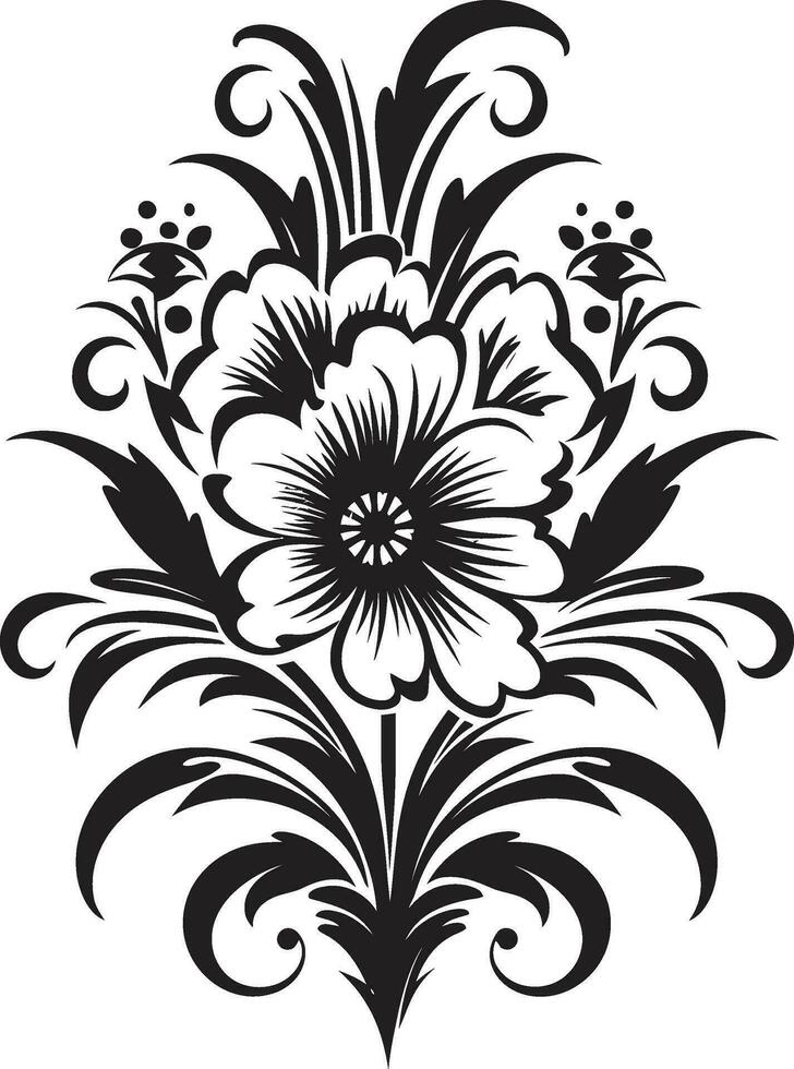 capriccioso noir fiorire impressioni invito carta icone grafite botanico abilità artistica nero emblematico vettori