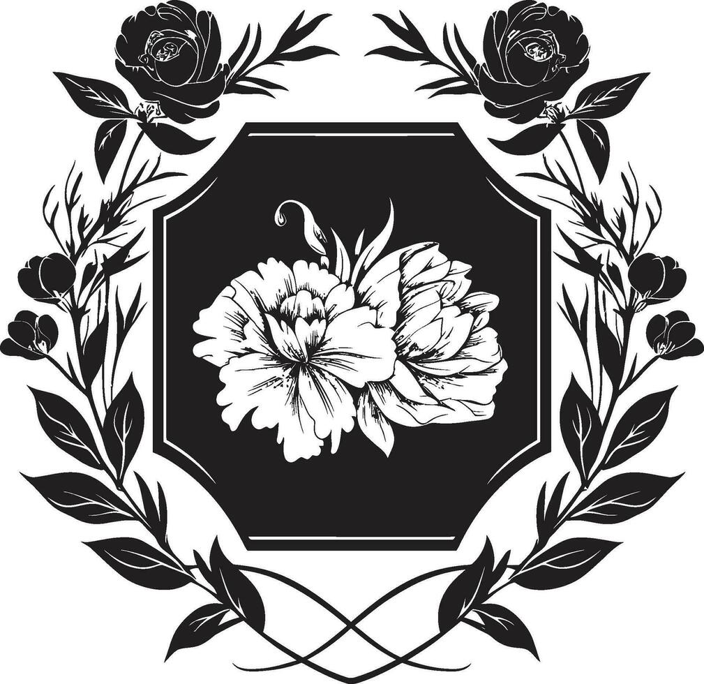 elegante inchiostrato petalo odissea nero floreale emblema vettori noir gardenia impressioni mano disegnato vettore logo arte