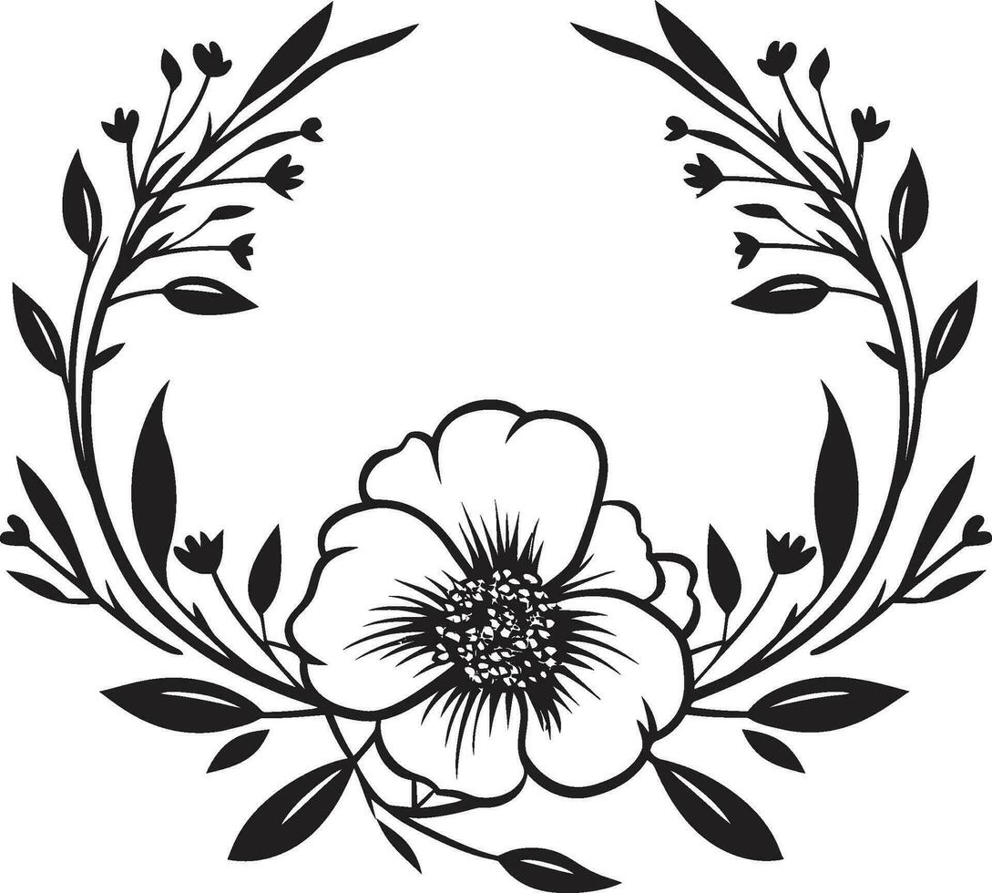 noir floreale fantasticheria nero floreale logo elementi elegante inchiostrato petalo odissea mano disegnato floreale loghi vettore