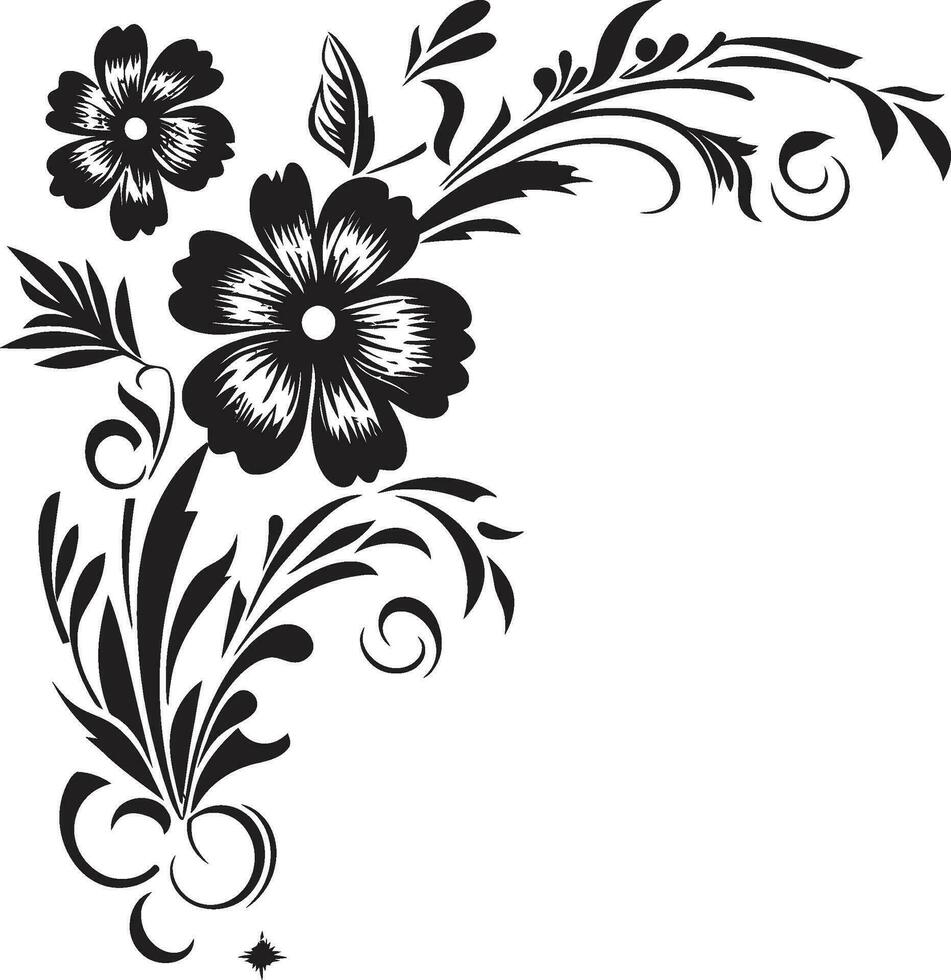 noir petalo armonia fatto a mano floreale vettore schizzi etereo inchiostrato mazzi di fiori noir logo iconico elementi