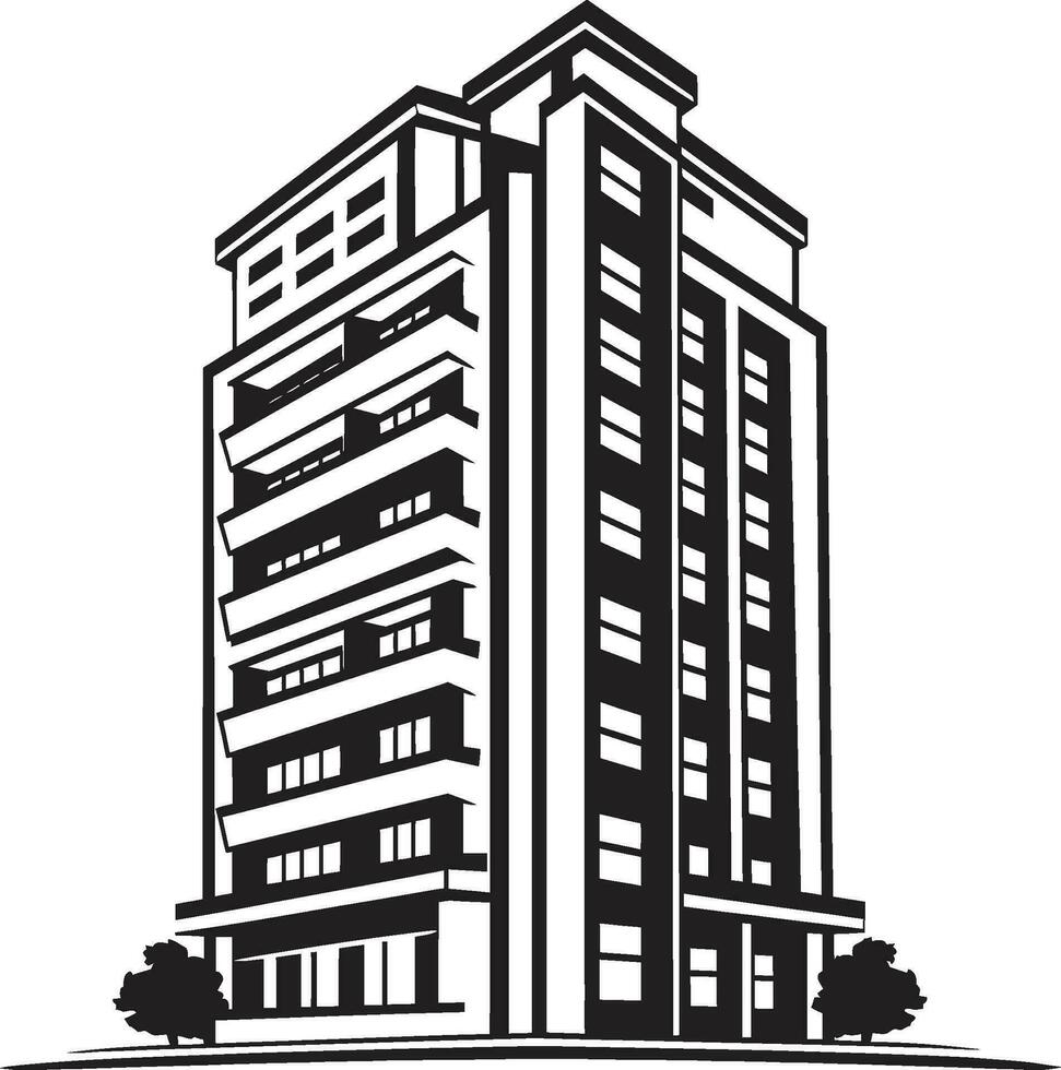 cityline vista impressioni multifloreale edificio nel vettore icona urbano torri multipiano skyscape vettore emblema design