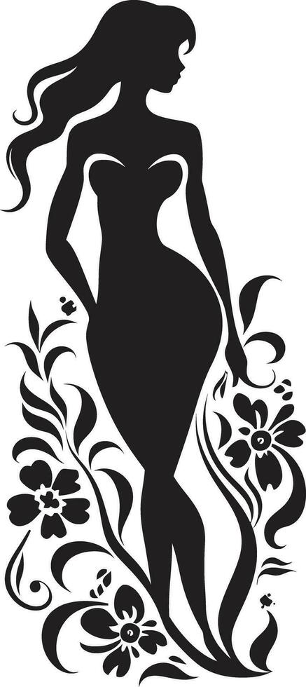 artistico fiorire essenza elegante vettore viso minimalista floreale splendore nero donna icona
