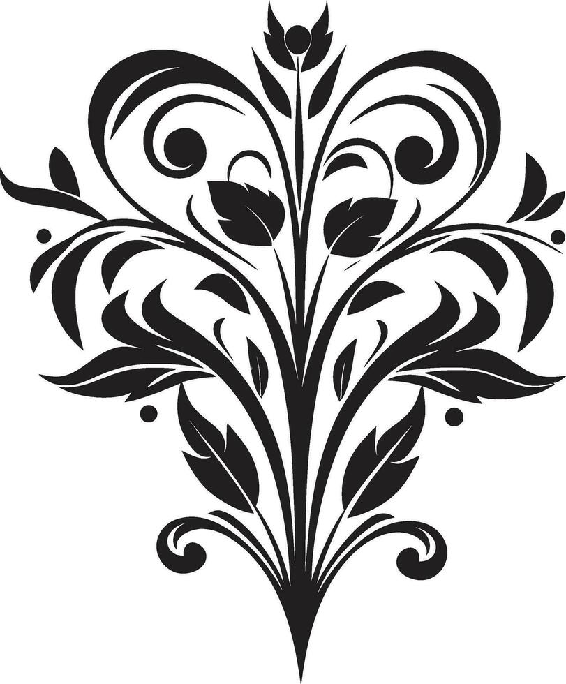 elegante floreale vortice mano disegnato noir iconico elegante noir botanico schizzi iconico vettore logo