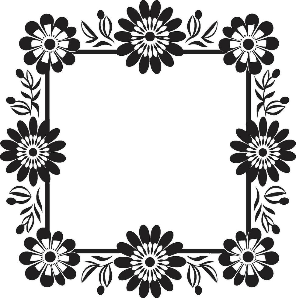 fiore tassellazione nero piastrella design logo geometrico botanica vettore icona con florals