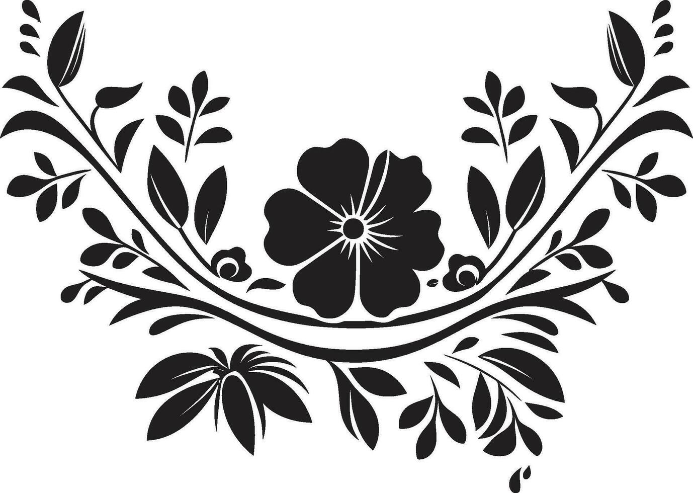 floreale griglia arte geometrico piastrella logo strutturato fioriture nero vettore logo icona