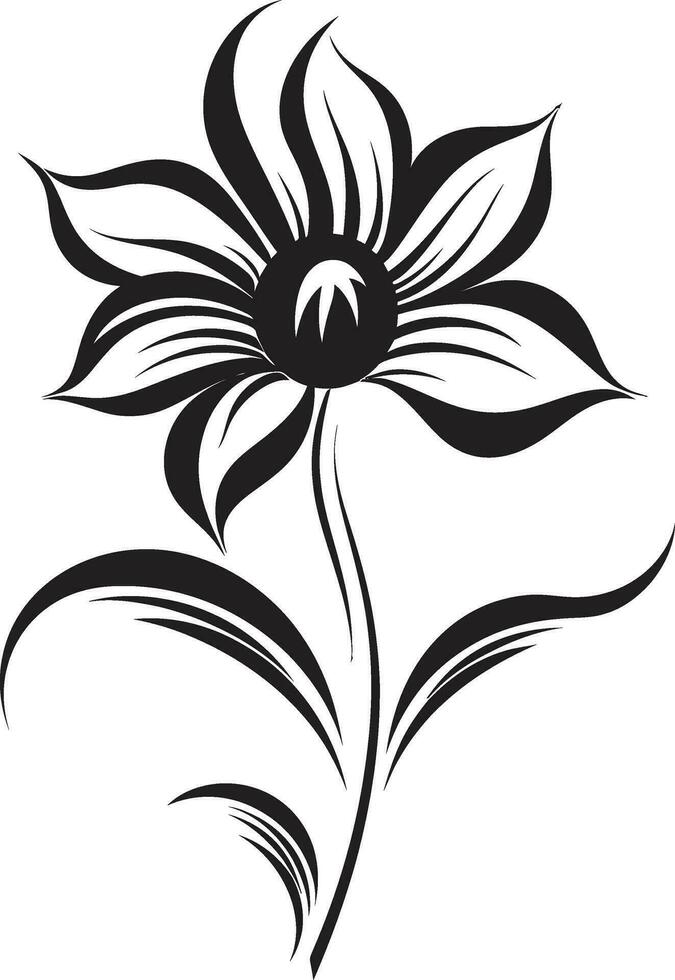 elegante petalo icona singolo fatto a mano vettore fiore elegante botanico semplicità nero minimalista logo