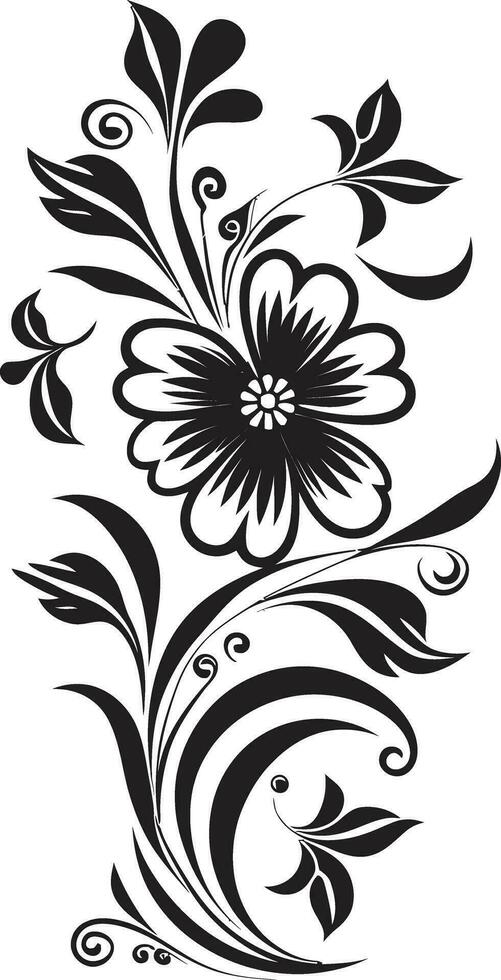 noir floreale elegante vettore logo design artistico petalo complicazione nero icona
