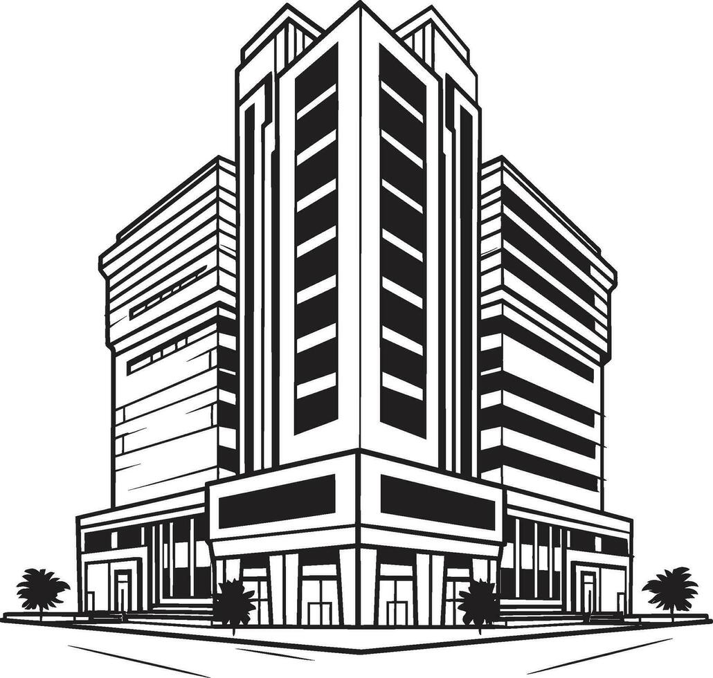 città altezza emblema multipiano edificio design nel vettore logo urbano grattacielo impressione paesaggio urbano multipiano vettore icona