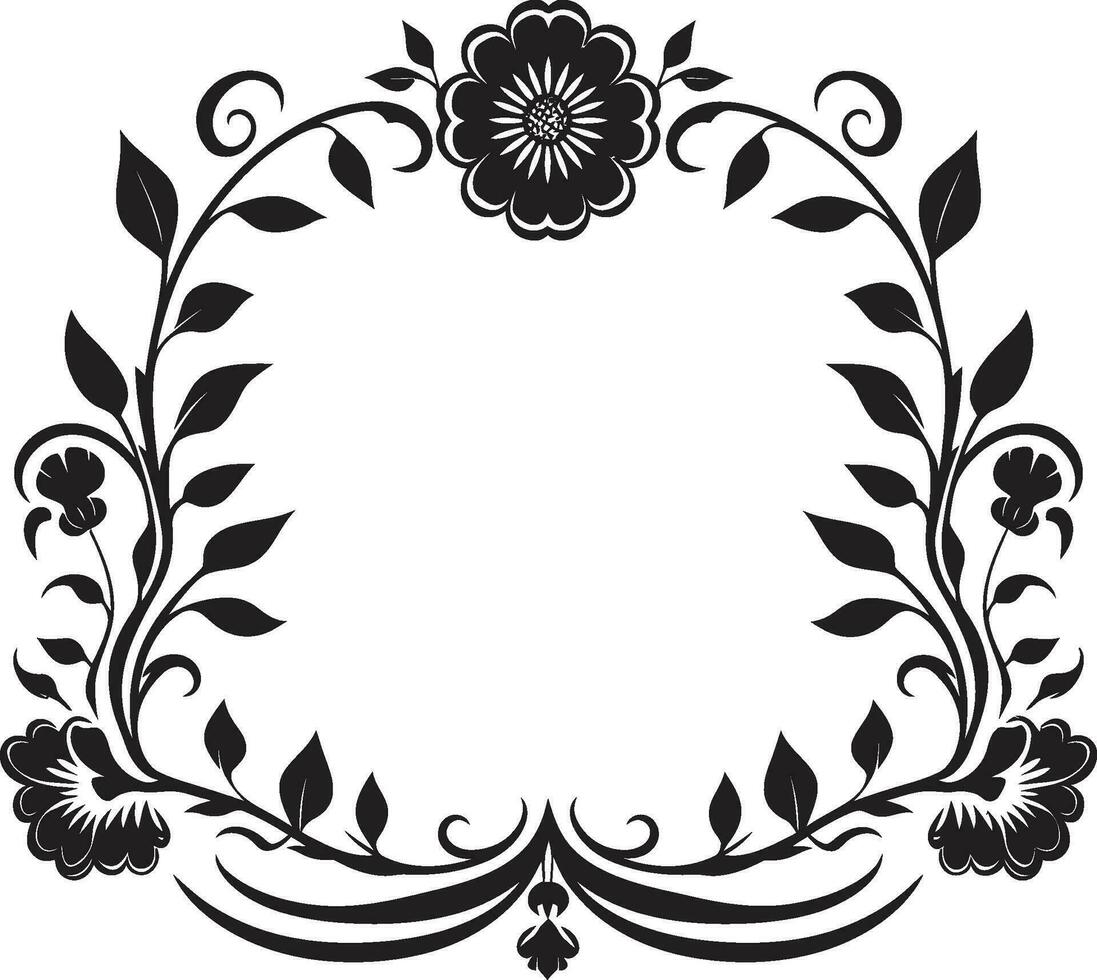 floreale simmetria nero emblema design strutturato florals geometrico piastrella logo vettore