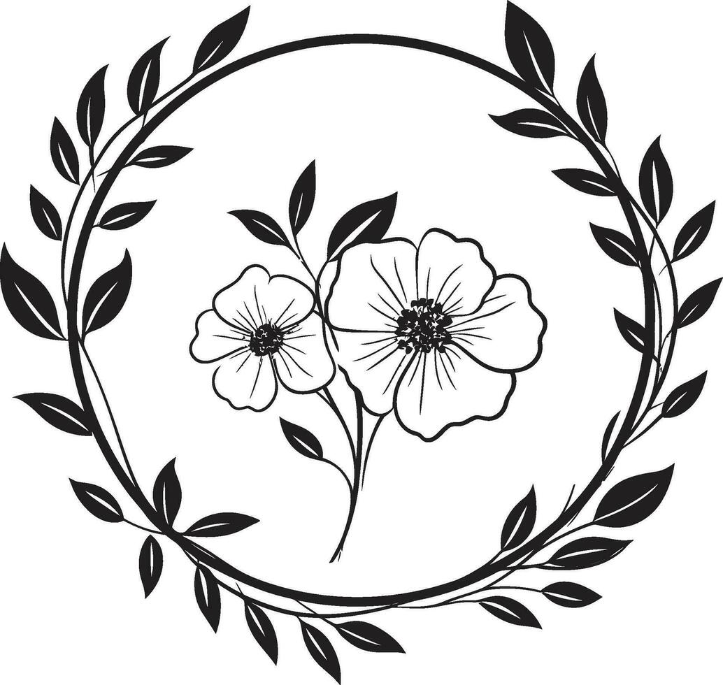 noir floreale sinfonia artistico nero logo icone grafite petalo incisioni mano disegnato floreale emblema disegni vettore