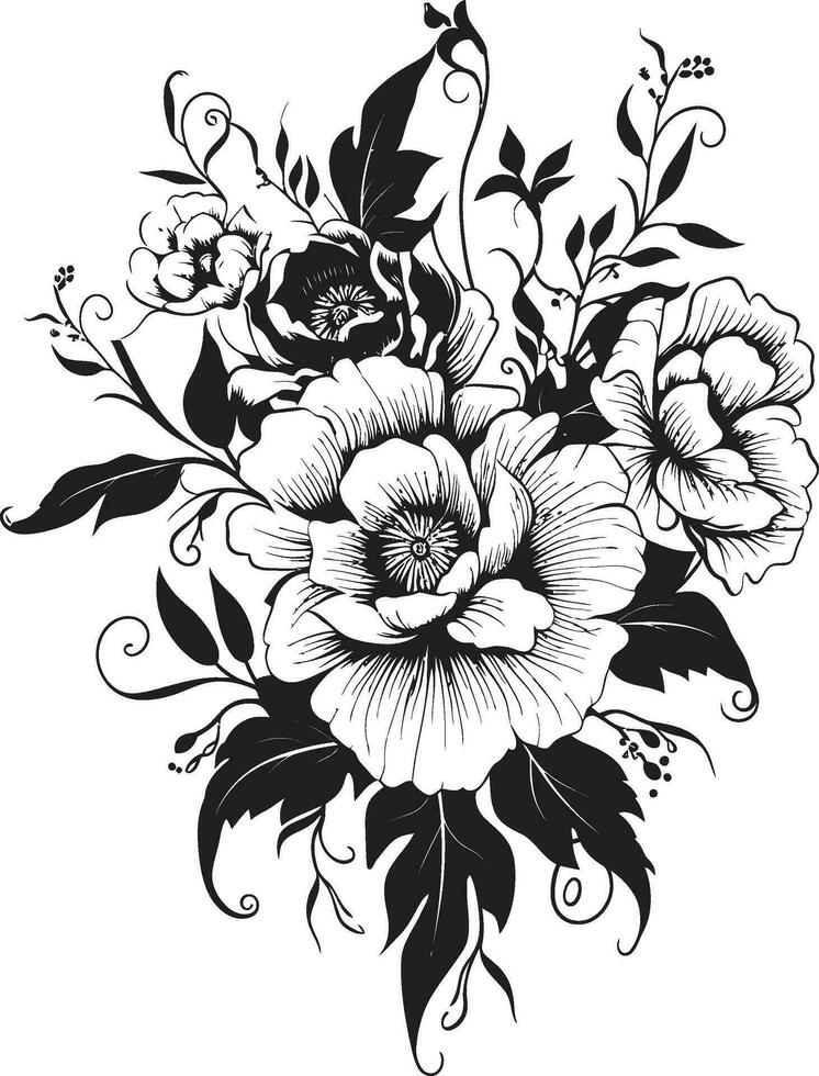 noir gardenia sinfonia nero floreale vettori Vintage ▾ noir fioritura ritratti mano disegnato floreale arte