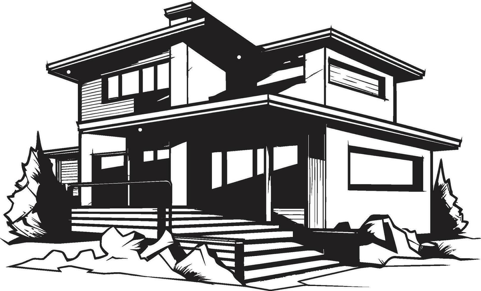 doppio vivente schizzo vettore logo per duplex Casa concetto paio casa schizzo concetto duplex design vettore icona